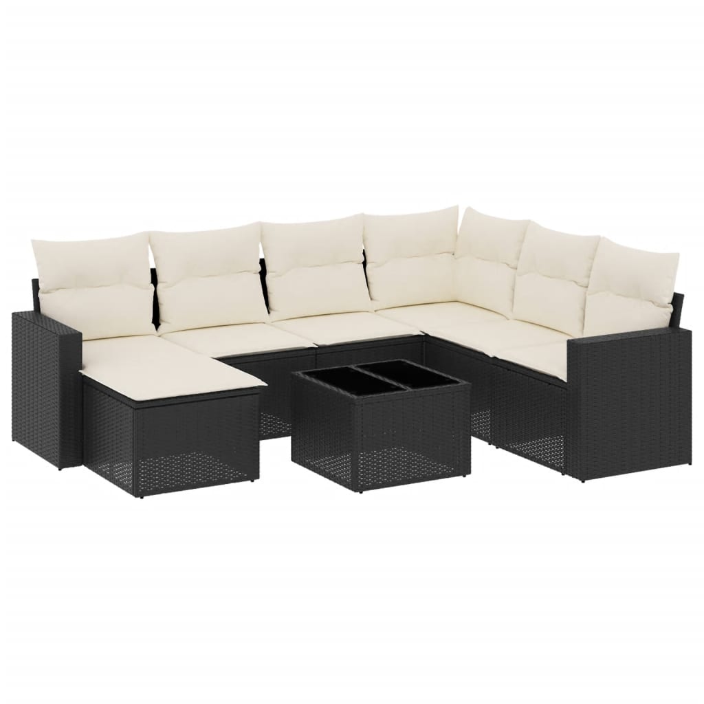 sofasæt til haven 8 dele med hynder polyrattan sort
