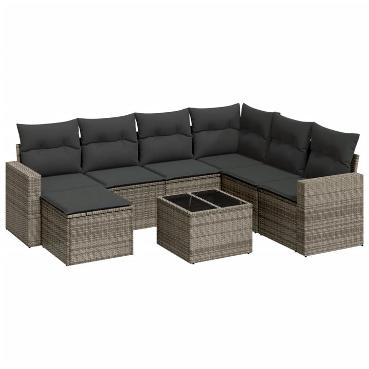 sofasæt til haven 8 dele med hynder polyrattan grå