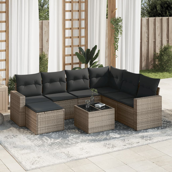 sofasæt til haven 8 dele med hynder polyrattan grå