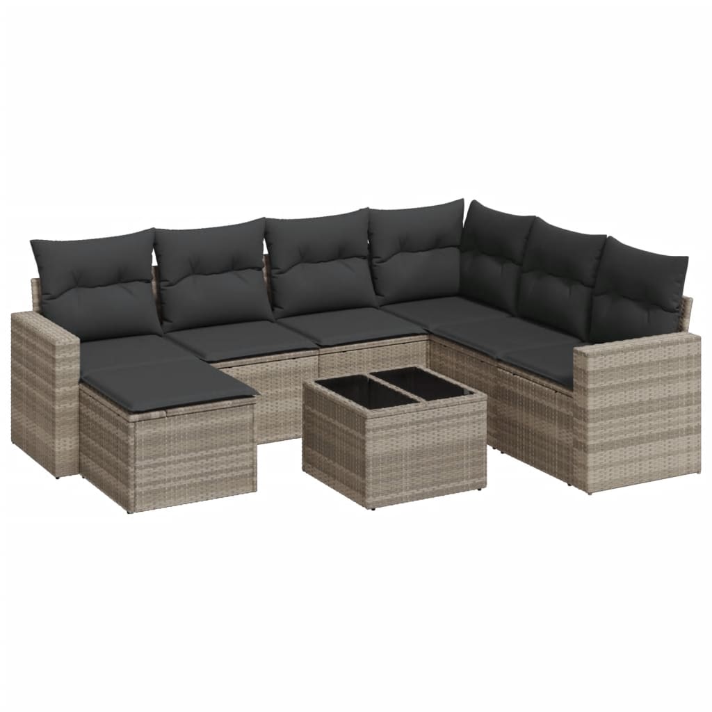 sofasæt til haven 8 dele med hynder polyrattan lysegrå