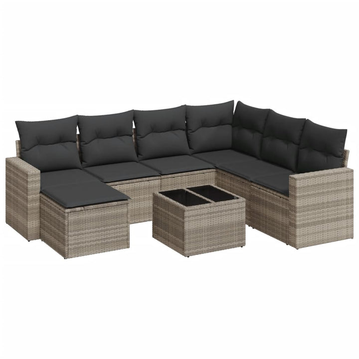sofasæt til haven 8 dele med hynder polyrattan lysegrå