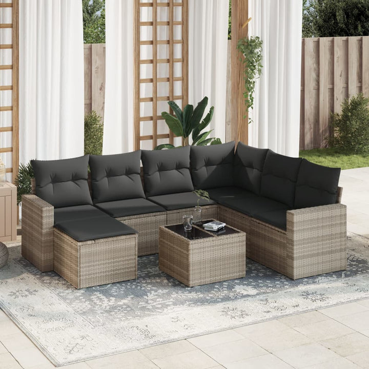 sofasæt til haven 8 dele med hynder polyrattan lysegrå