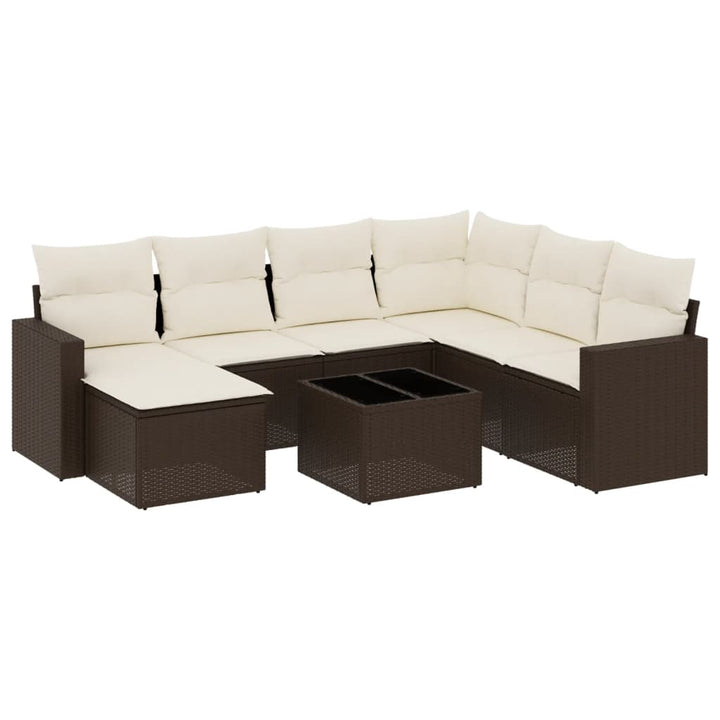 sofasæt til haven 8 dele med hynder polyrattan brun