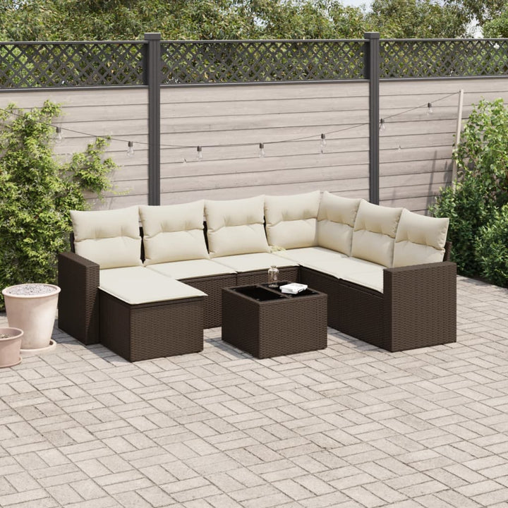 sofasæt til haven 8 dele med hynder polyrattan brun