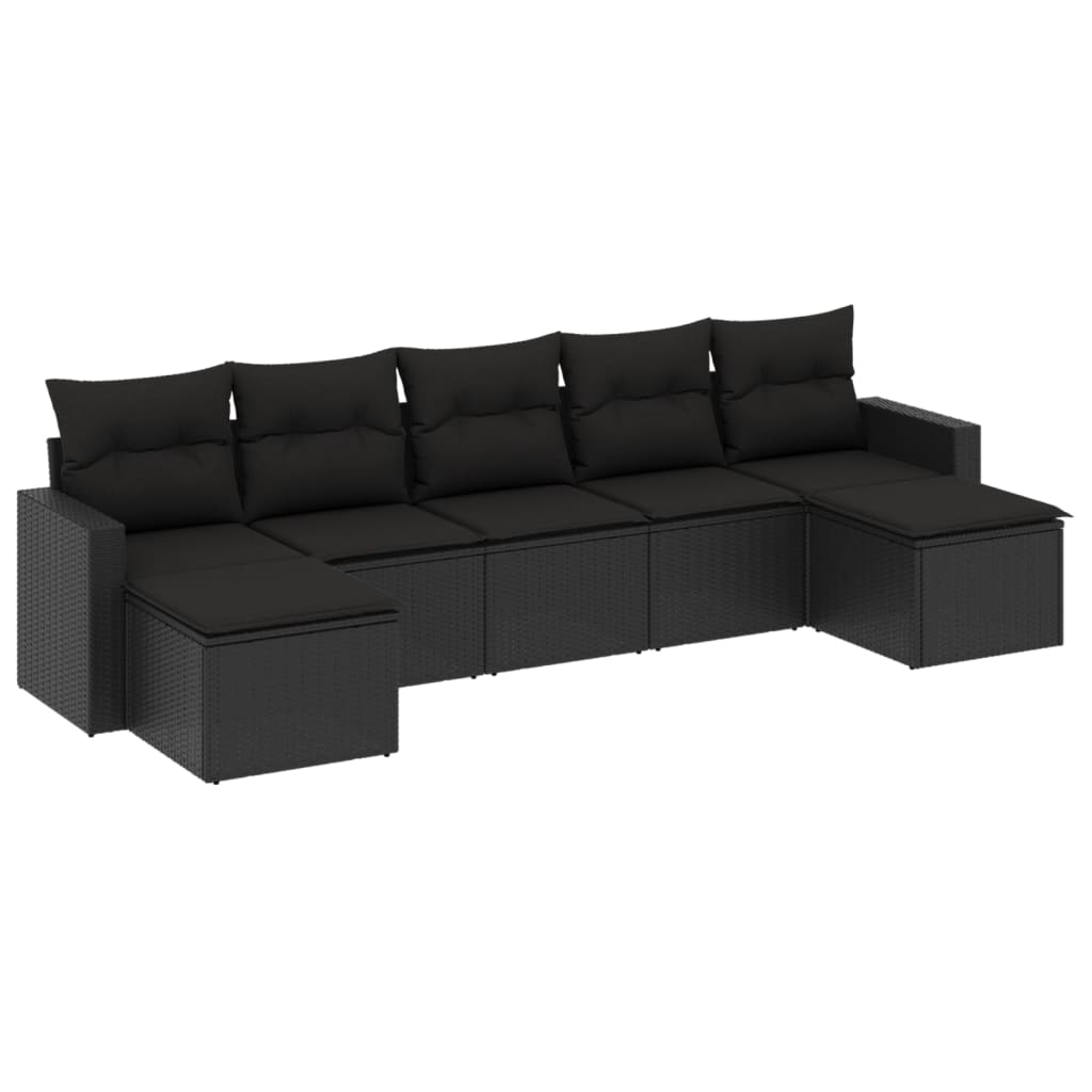 sofasæt til haven 7 dele med hynder polyrattan sort