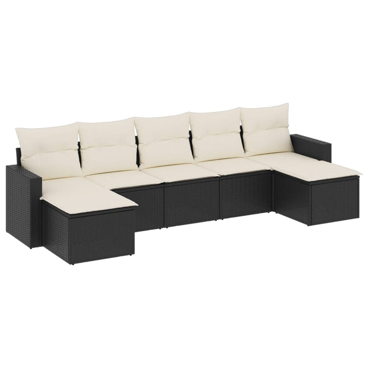 sofasæt til haven 7 dele med hynder polyrattan sort