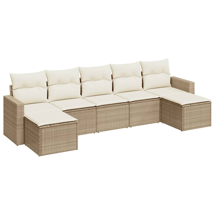 sofasæt til haven 7 dele med hynder polyrattan beige