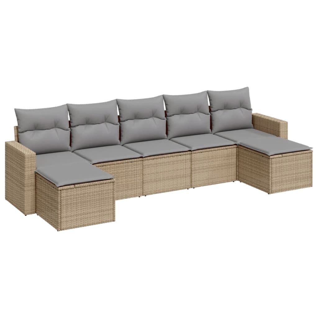 sofasæt til haven 7 dele med hynder polyrattan beige