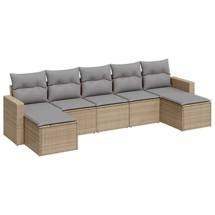 sofasæt til haven 7 dele med hynder polyrattan beige