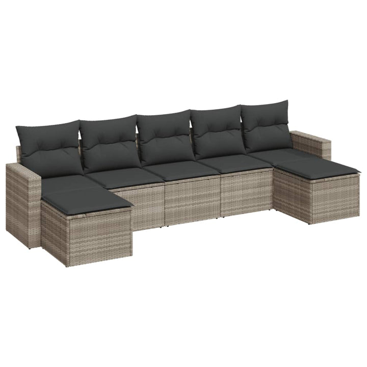 sofasæt til haven 7 dele med hynder polyrattan lysegrå