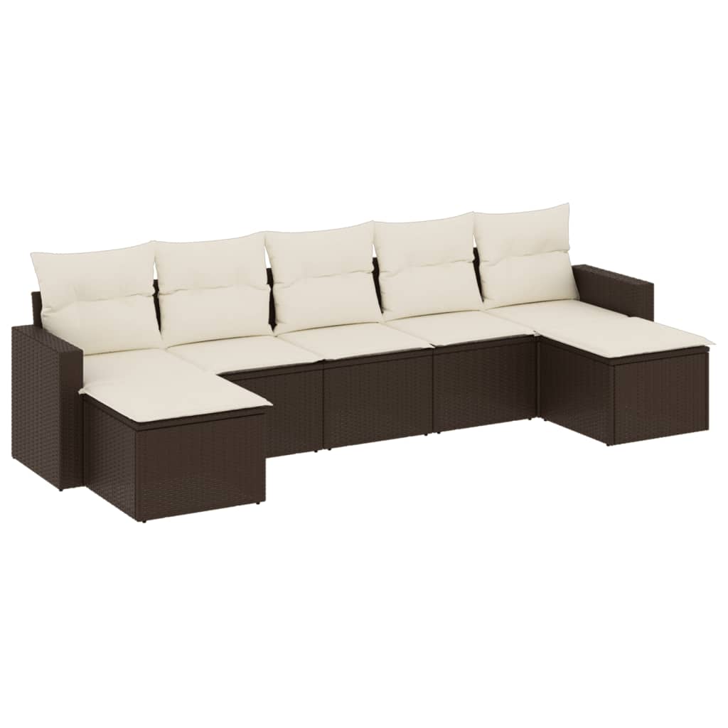 sofasæt til haven 7 dele med hynder polyrattan brun