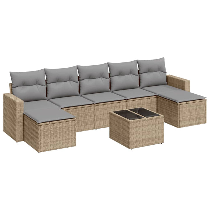 sofasæt til haven 8 dele med hynder polyrattan beige