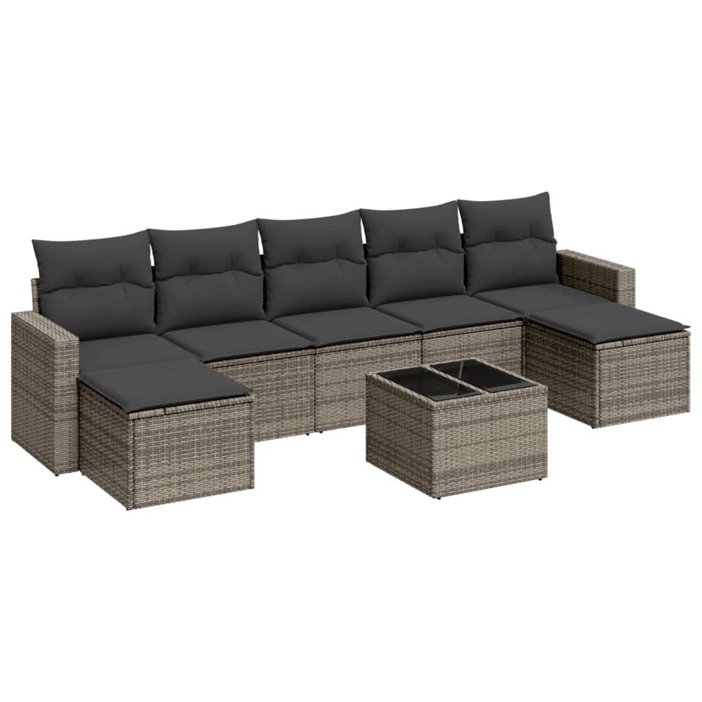 sofasæt til haven 8 dele med hynder polyrattan grå