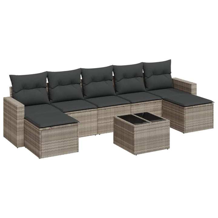 sofasæt til haven 8 dele med hynder polyrattan lysegrå