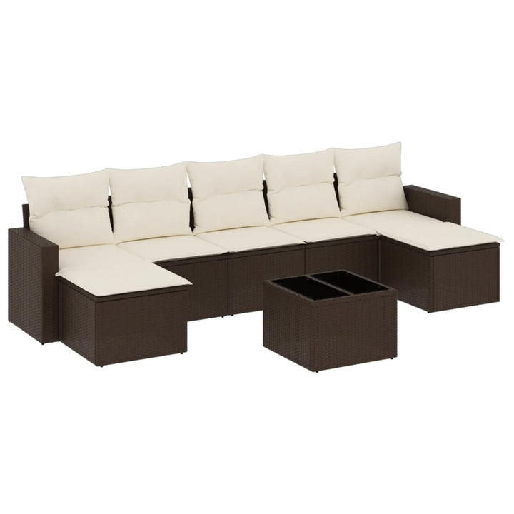 sofasæt til haven 8 dele med hynder polyrattan brun
