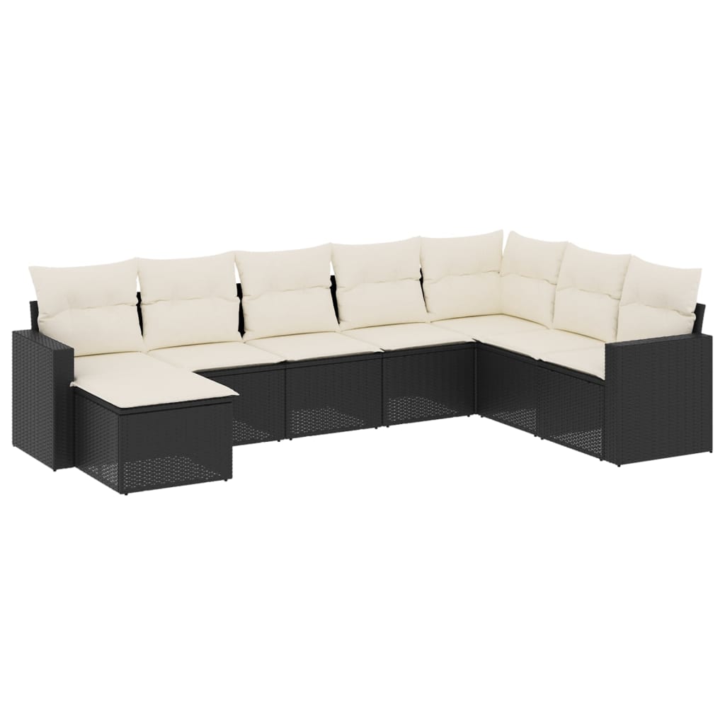 sofasæt til haven 8 dele med hynder polyrattan sort