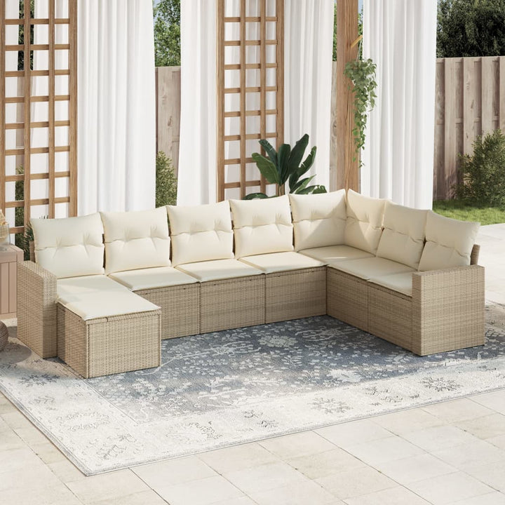 sofasæt til haven 8 dele med hynder polyrattan beige