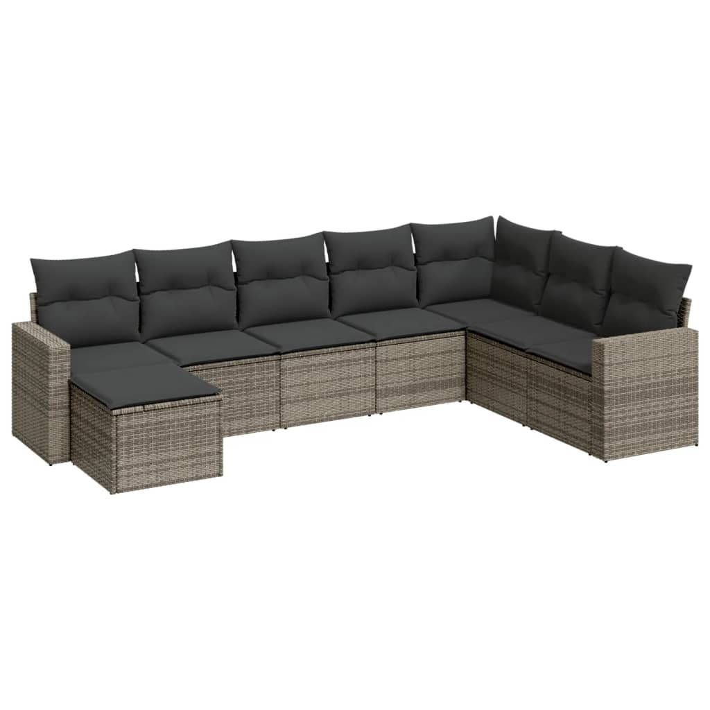 sofasæt til haven 8 dele med hynder polyrattan grå