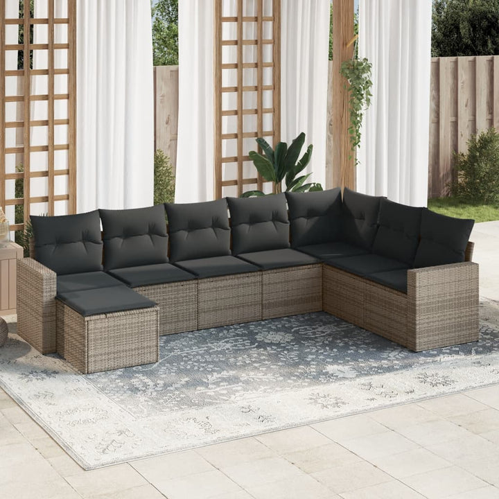 sofasæt til haven 8 dele med hynder polyrattan grå
