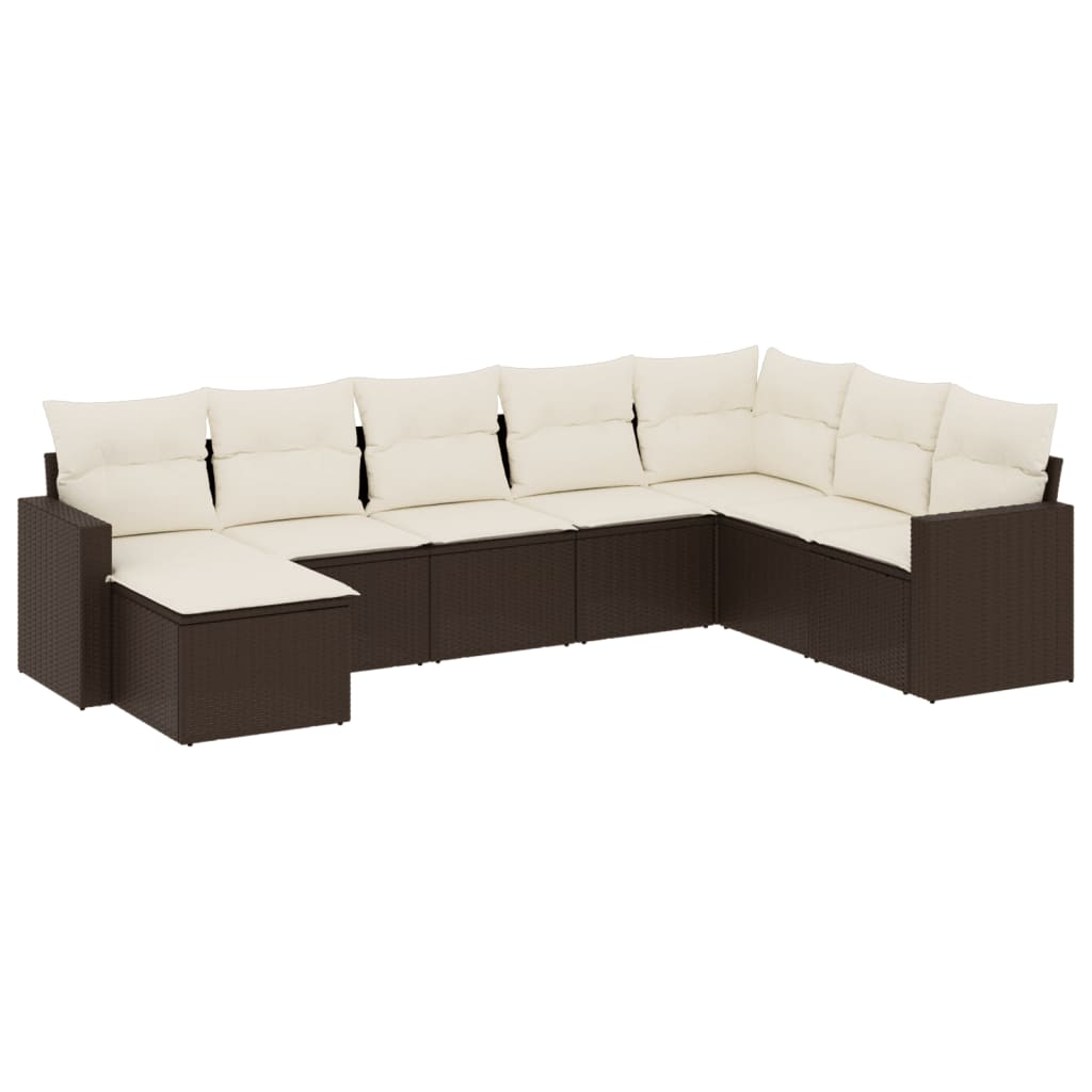 sofasæt til haven 8 dele med hynder polyrattan brun