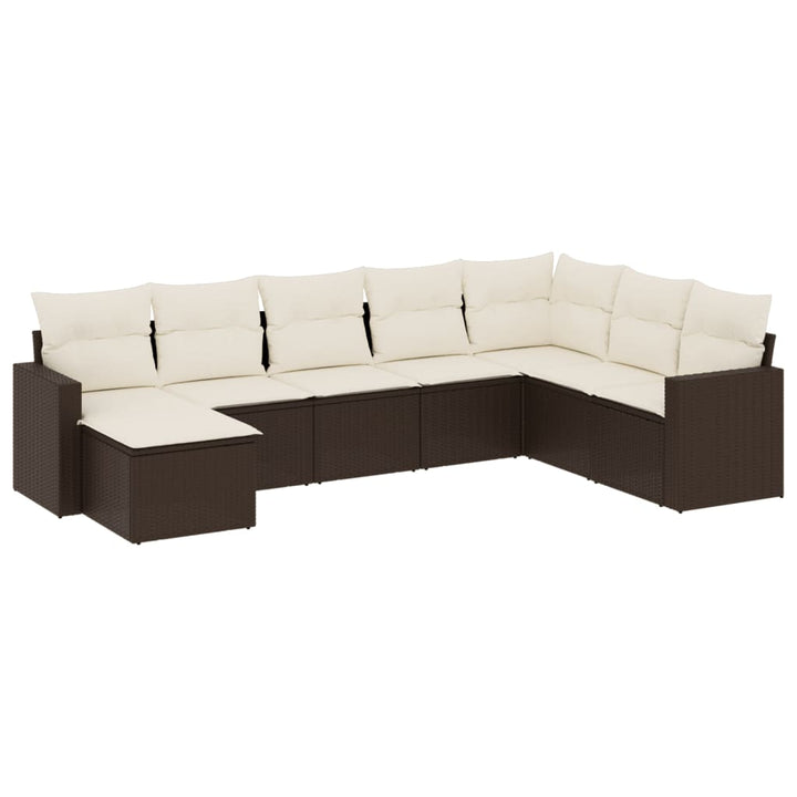 sofasæt til haven 8 dele med hynder polyrattan brun