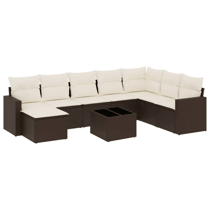 sofasæt til haven 9 dele med hynder polyrattan brun