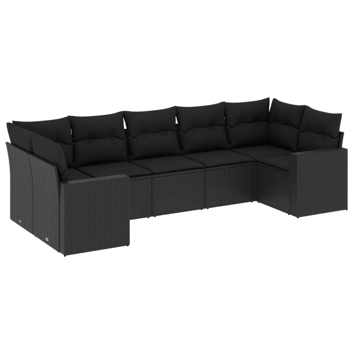 sofasæt til haven 7 dele med hynder polyrattan sort