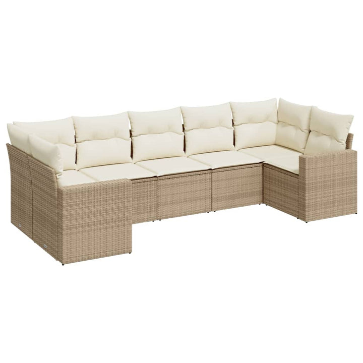 sofasæt til haven 7 dele med hynder polyrattan beige