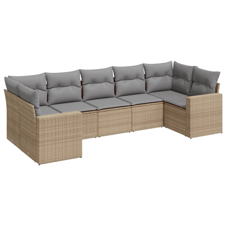 sofasæt til haven 7 dele med hynder polyrattan beige
