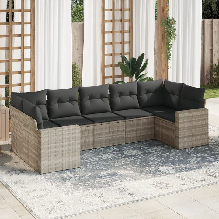 sofasæt til haven 7 dele med hynder polyrattan lysegrå