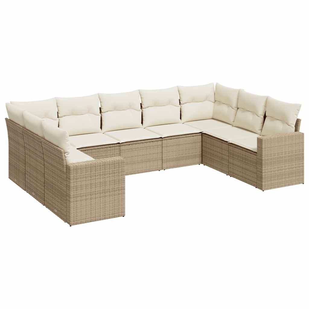sofasæt til haven 9 dele med hynder polyrattan beige