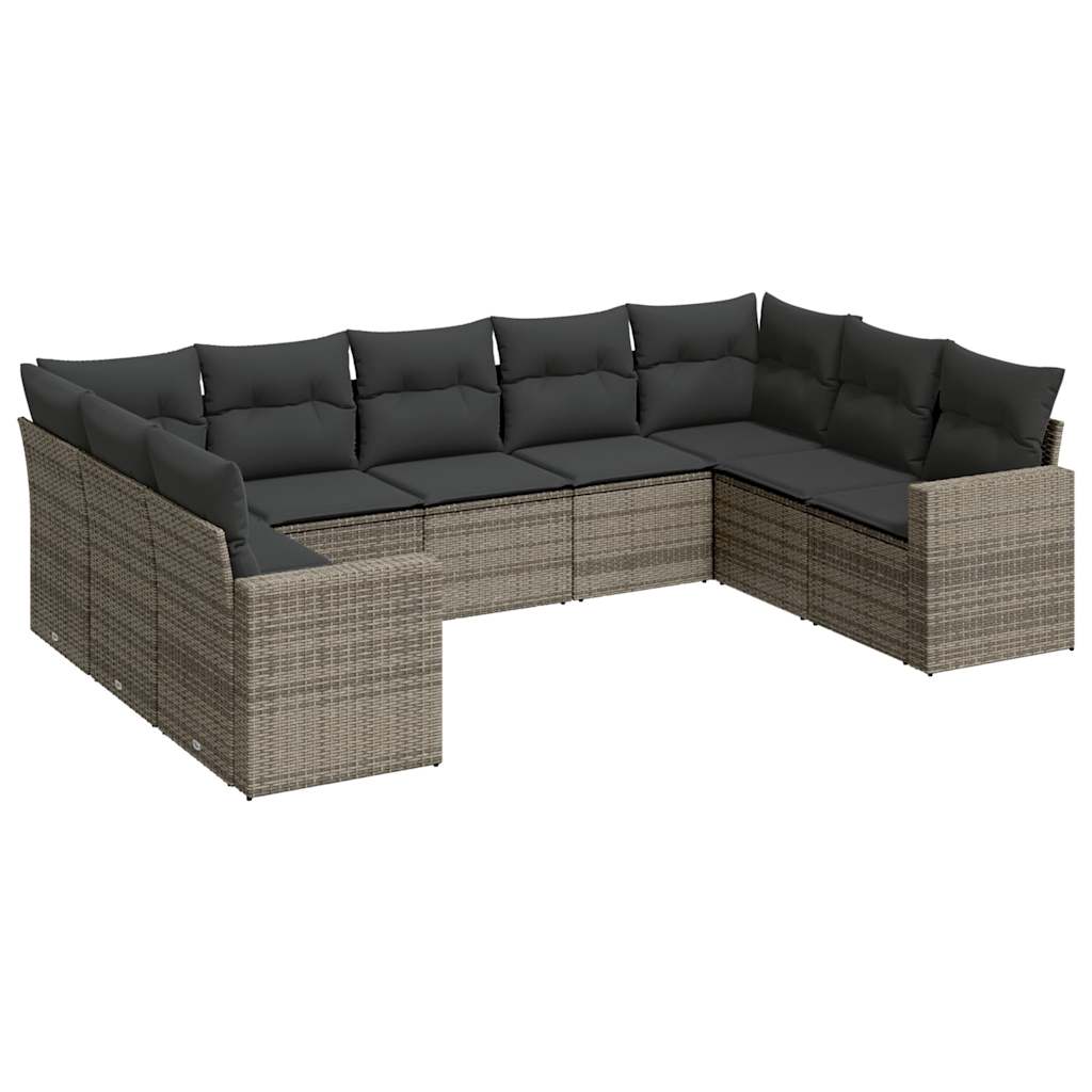 sofasæt til haven 9 dele med hynder polyrattan grå
