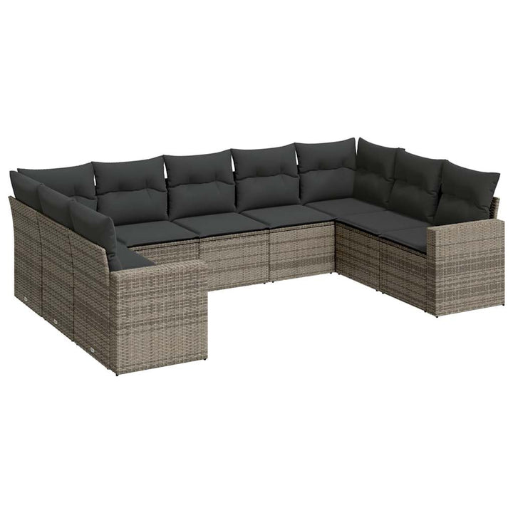 sofasæt til haven 9 dele med hynder polyrattan grå