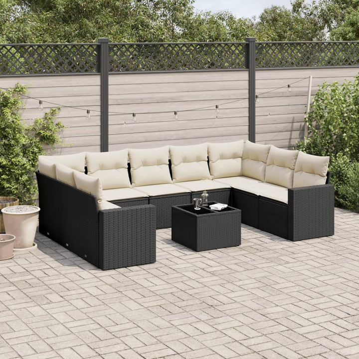 sofasæt til haven 10 dele med hynder polyrattan sort