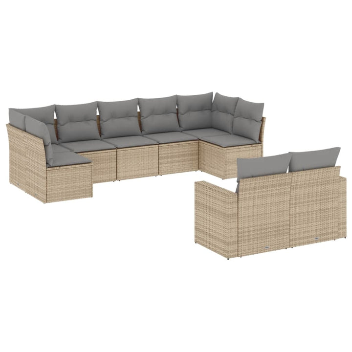 sofasæt til haven 9 dele med hynder polyrattan beige