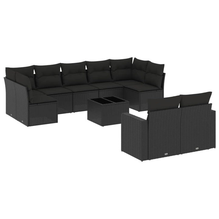 sofasæt til haven 10 dele med hynder polyrattan sort
