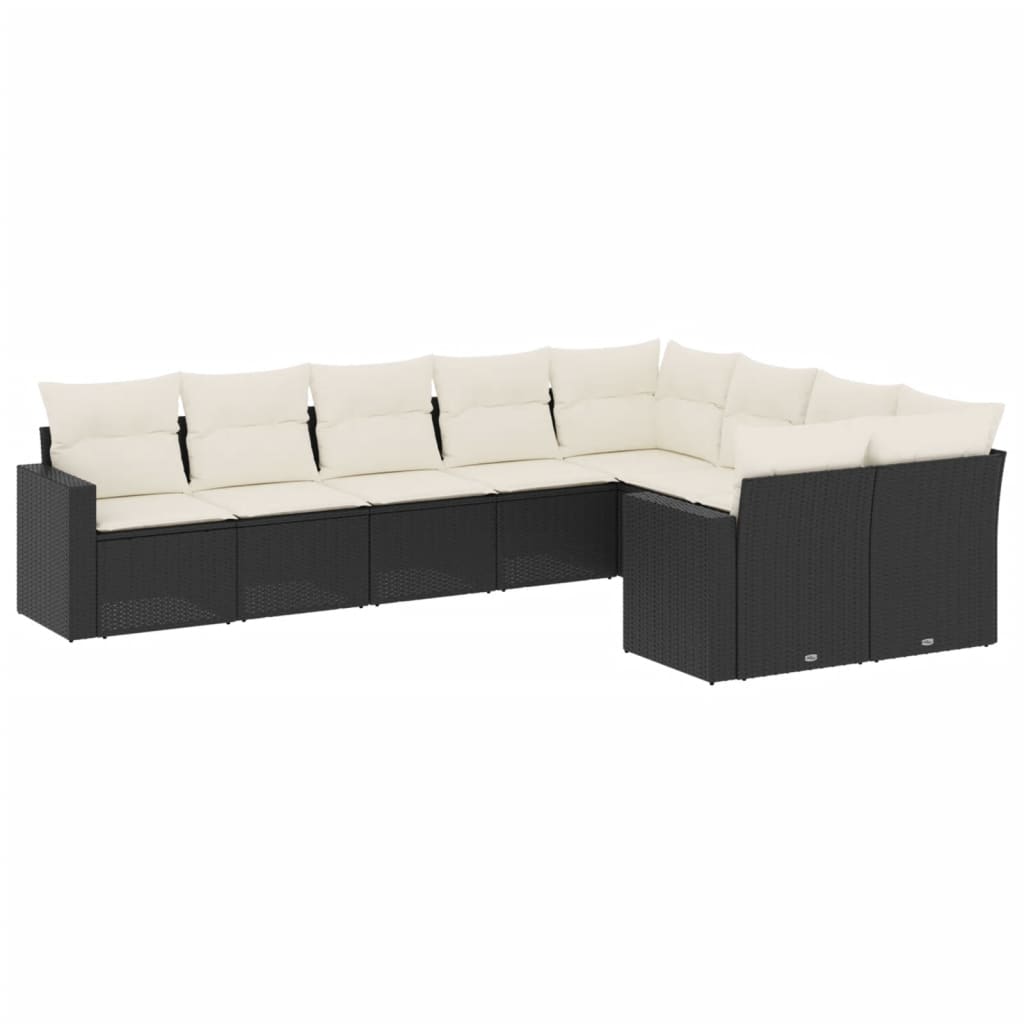 sofasæt til haven 9 dele med hynder polyrattan sort