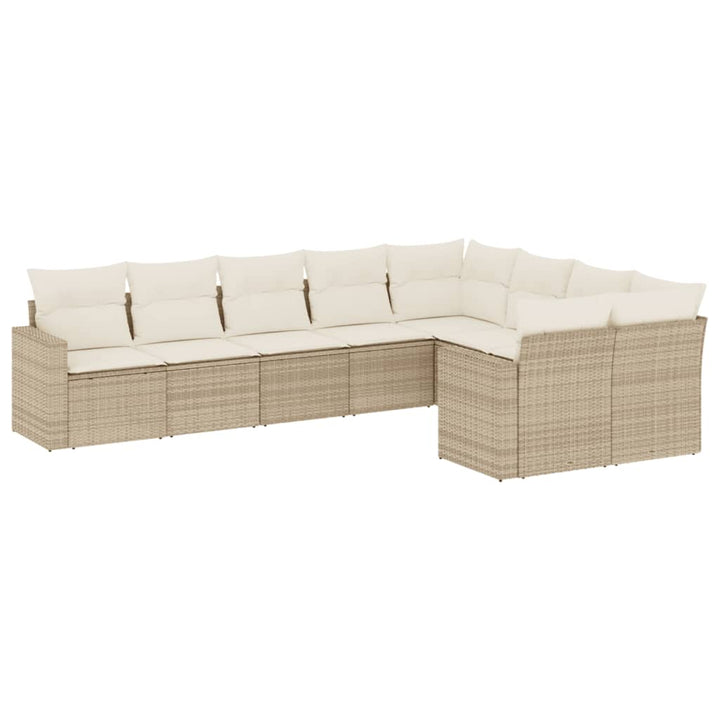 sofasæt til haven 9 dele med hynder polyrattan beige