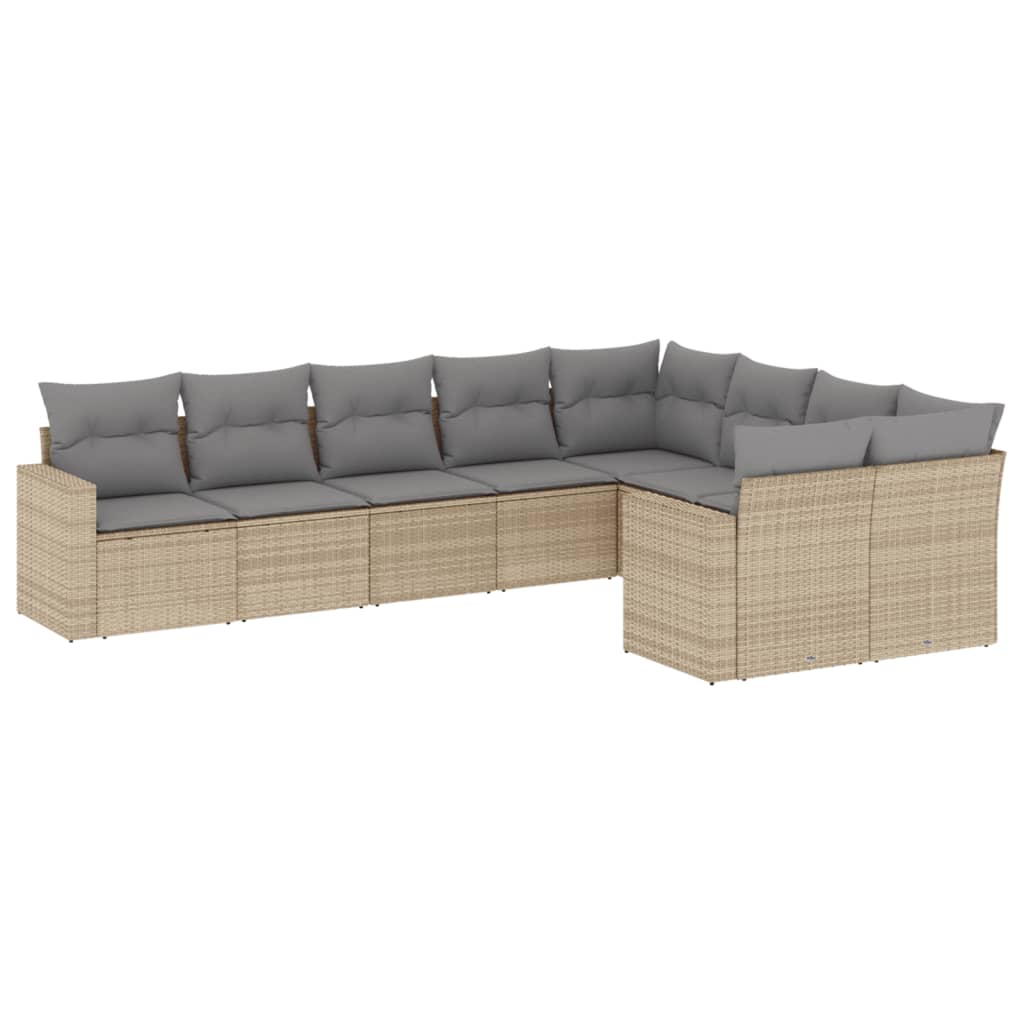 sofasæt til haven 9 dele med hynder polyrattan beige