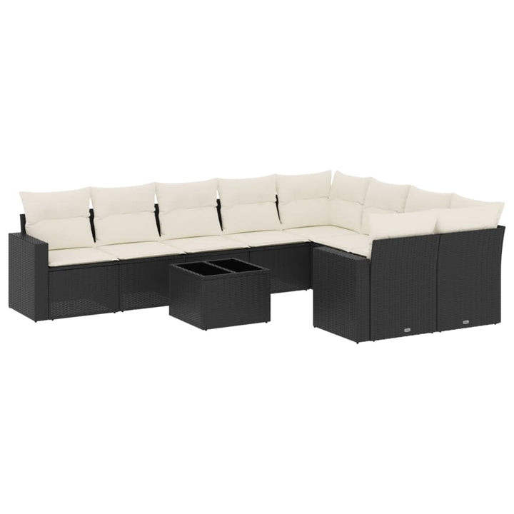 sofasæt til haven 10 dele med hynder polyrattan sort
