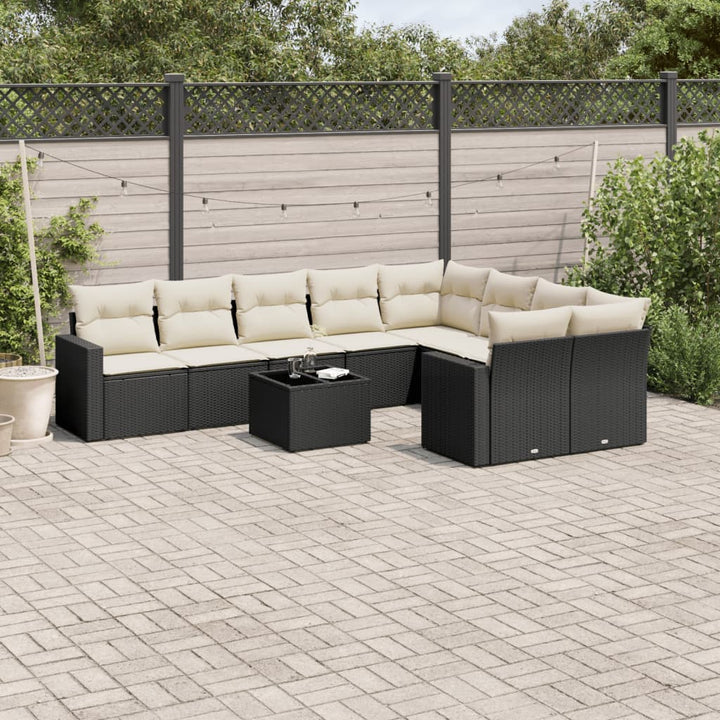 sofasæt til haven 10 dele med hynder polyrattan sort