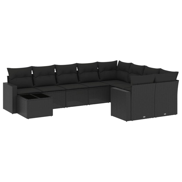 sofasæt til haven 10 dele med hynder polyrattan sort