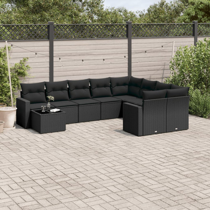 sofasæt til haven 10 dele med hynder polyrattan sort
