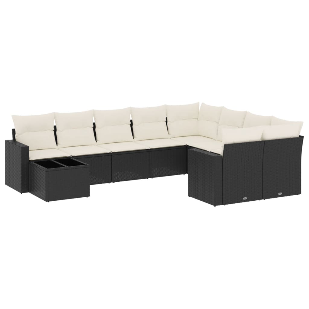 sofasæt til haven 10 dele med hynder polyrattan sort