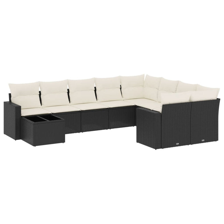 sofasæt til haven 10 dele med hynder polyrattan sort