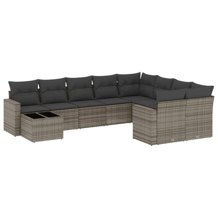 sofasæt til haven 10 dele med hynder polyrattan grå