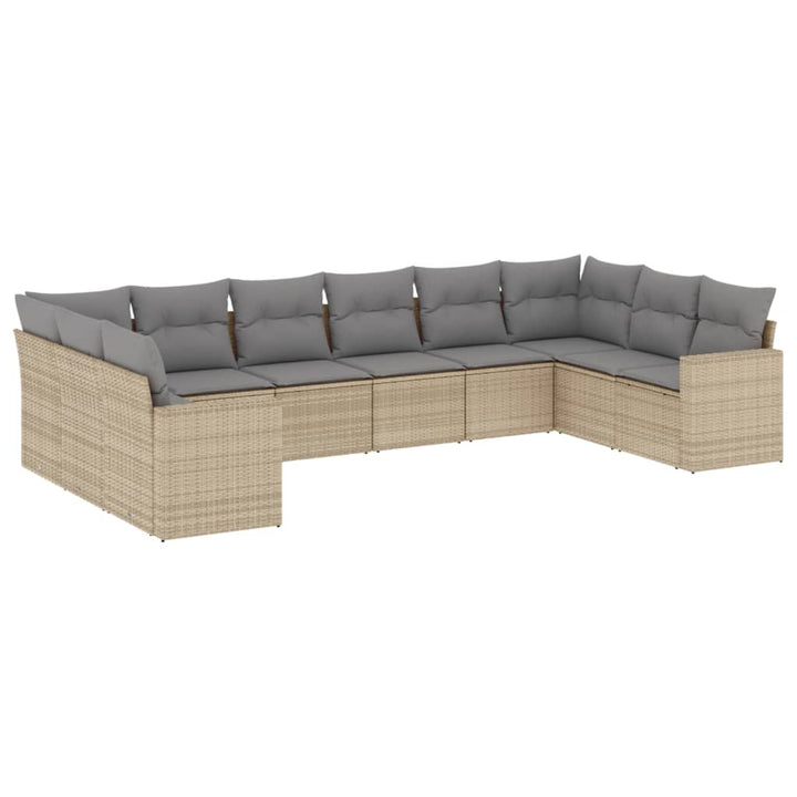 sofasæt til haven 10 dele med hynder polyrattan beige