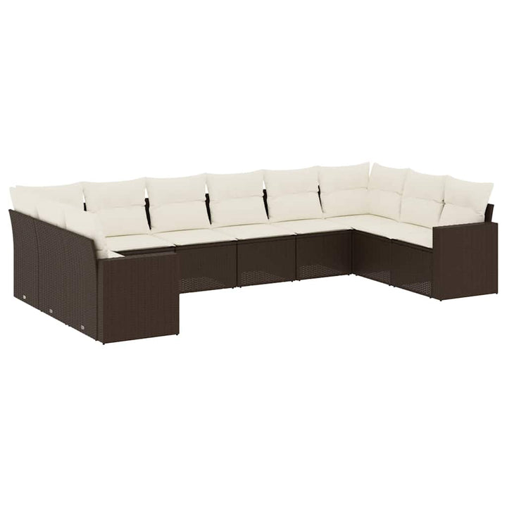 sofasæt til haven 10 dele med hynder polyrattan brun