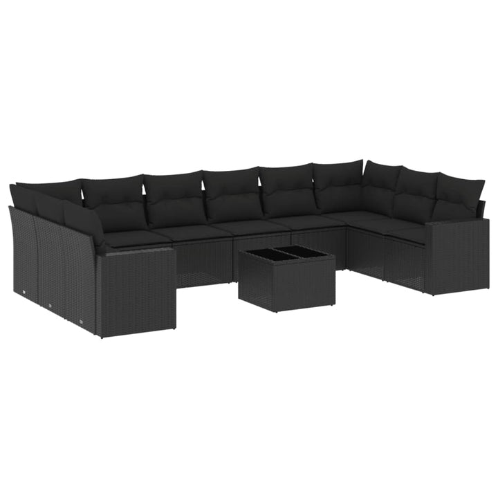 sofasæt til haven 11 dele med hynder polyrattan sort