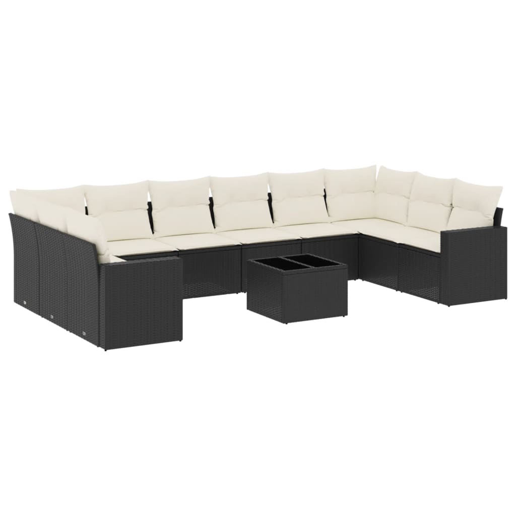 sofasæt til haven 11 dele med hynder polyrattan sort